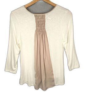 Dolan Anthropologie Knit Top Cream M Layered Back High Low Boho